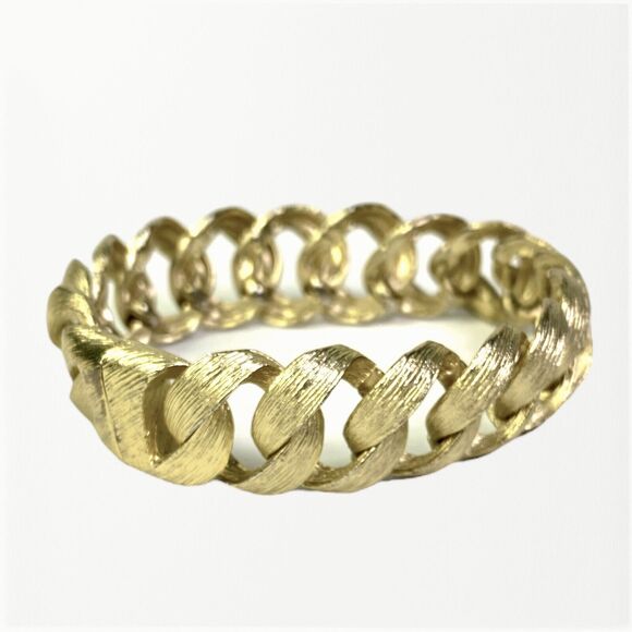 Vintage Bracelet Gold Tone Matte Chunky Chain Linked Magnetic Statement Jewelry - Picture 9 of 9